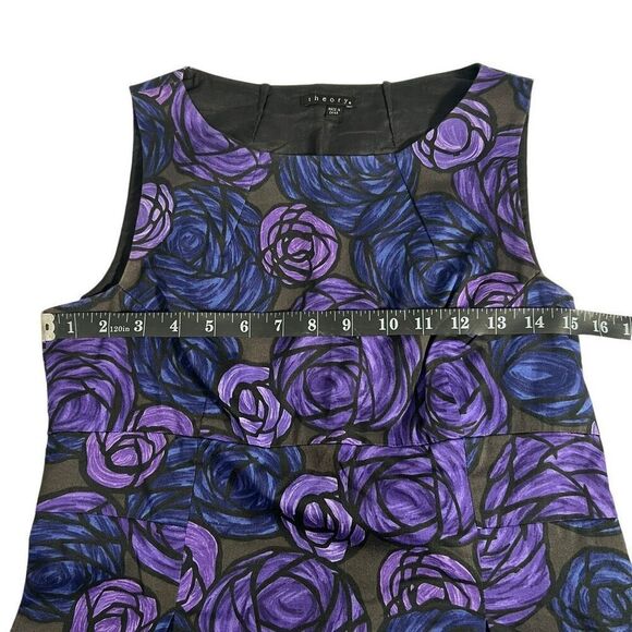 Theory Sz 10 Purple Paper Rose Sleeveless Sheath Dress - Picture 10 of 13